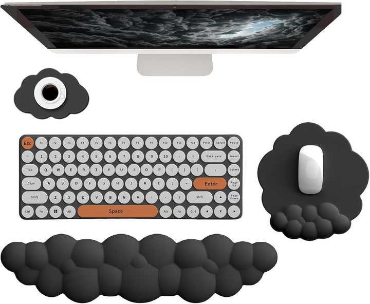 Ergonomisches Handgelenkauflagen-Set in Wolkenform mit Mauspad & Untersetzer – Zeyora