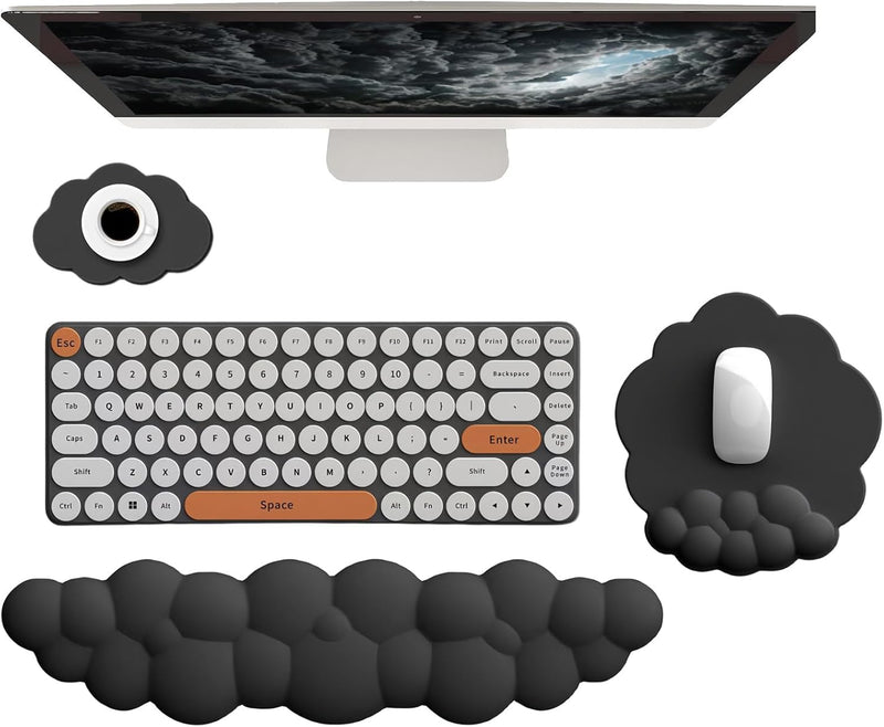 Ergonomisches Handgelenkauflagen-Set in Wolkenform mit Mauspad & Untersetzer – Zeyora
