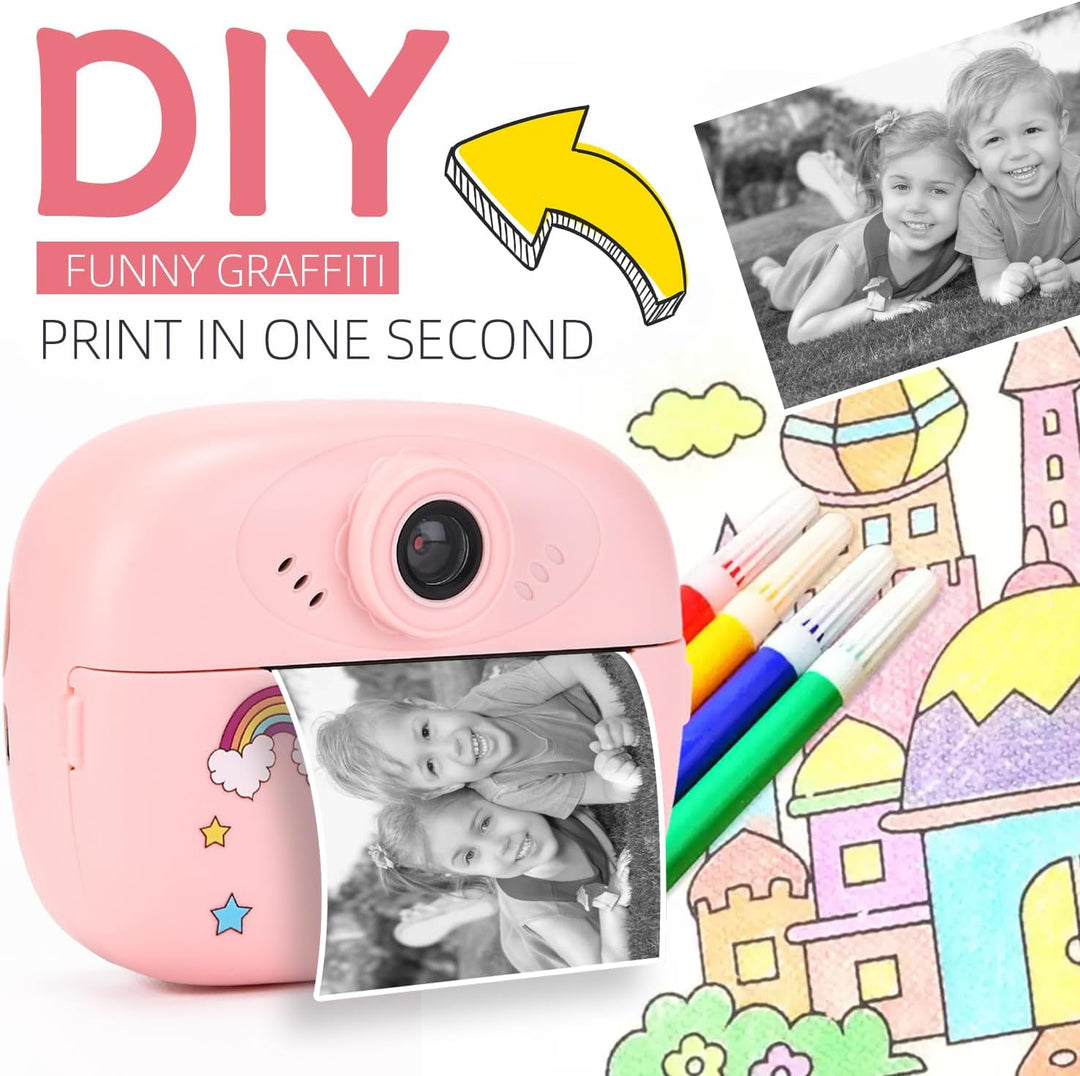 Print Kids Camera with Dual Lens, HD Video and Creative Set – Lymora