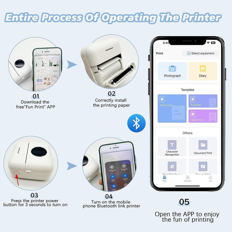Tragbarer Bluetooth-Etikettendrucker – tintenloser Thermodruck