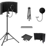 Triple Folding Microphone Isolation Screen with Tripod Stand 