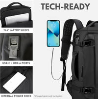 15” Waterproof Laptop Backpack with Side-Open Design & USB-C Port – TrekPro Series