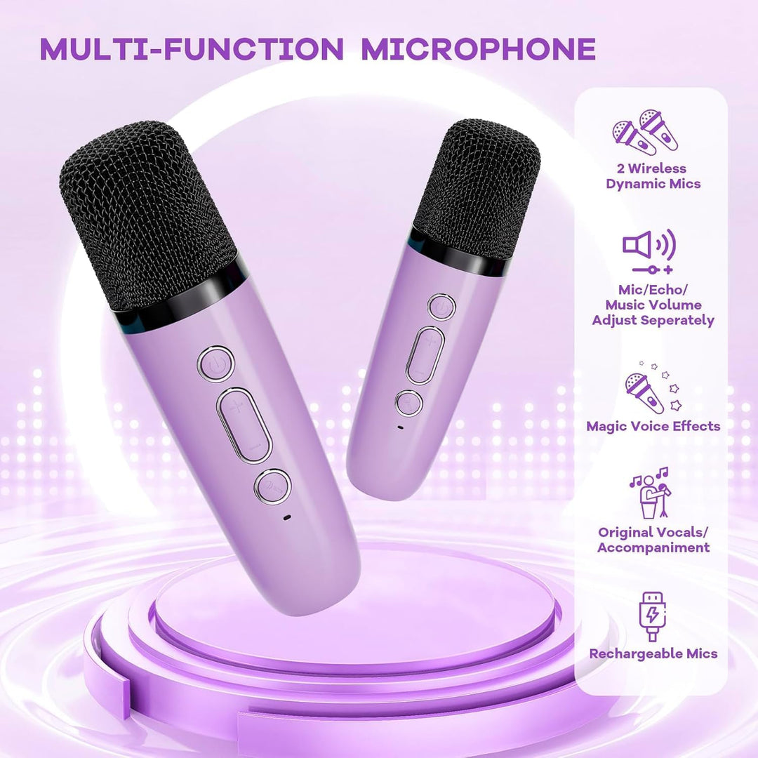 Portable Mini Karaoke Machine with Bluetooth Speaker &amp; 2 Wireless Microphones – Veylo