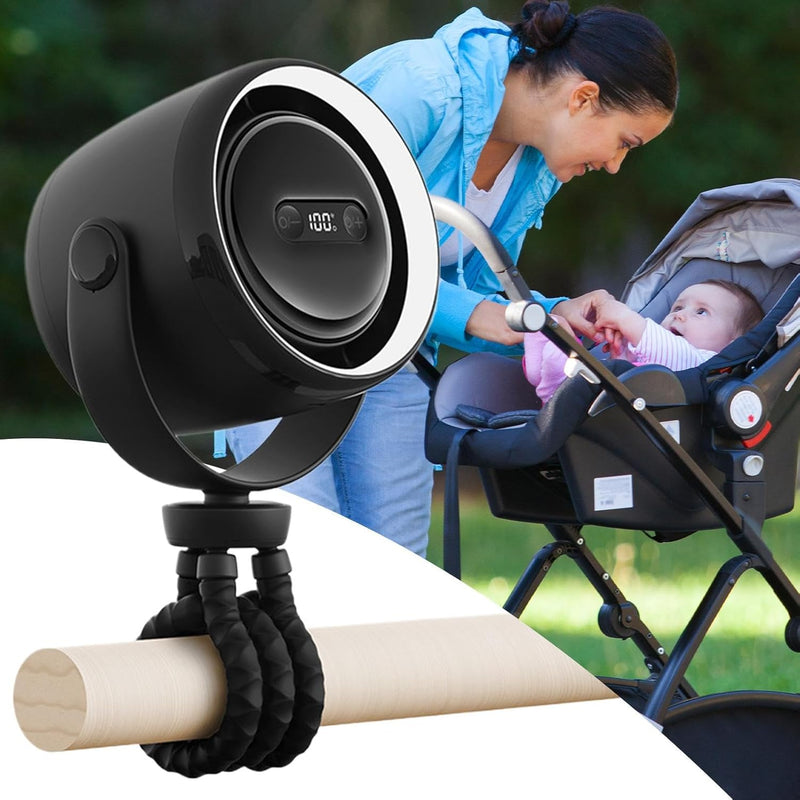 Rechargeable Stroller Fan with Clamp Mount and Night Light – 100 Speeds