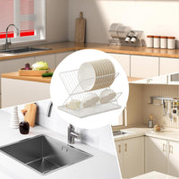 Folding Dish Drying Rack – 2-Tier Countertop Drying Rack with Removable Drip Tray – Kelvra 