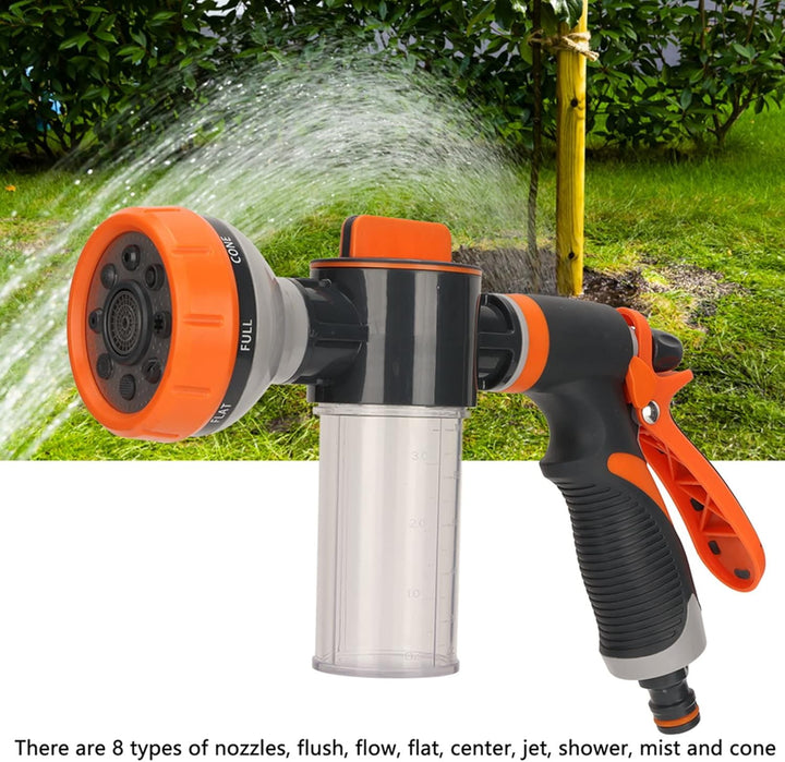 Gartensprinkler mit Schaumsprüher – 8 Modi Hochdruck-Handbrause