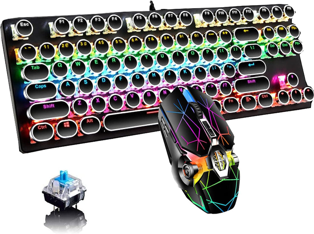 Mechanisch 87-toetsen gamingtoetsenbord met RGB-achtergrondverlichting en blauwe schakelaars