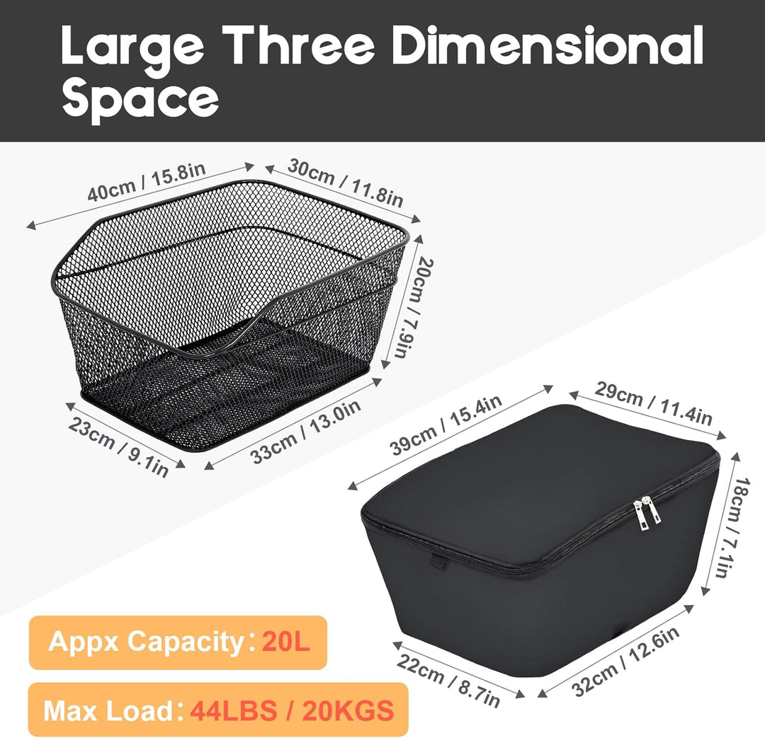 Waterproof Rear Bicycle Basket with Rain Cover – Velora 