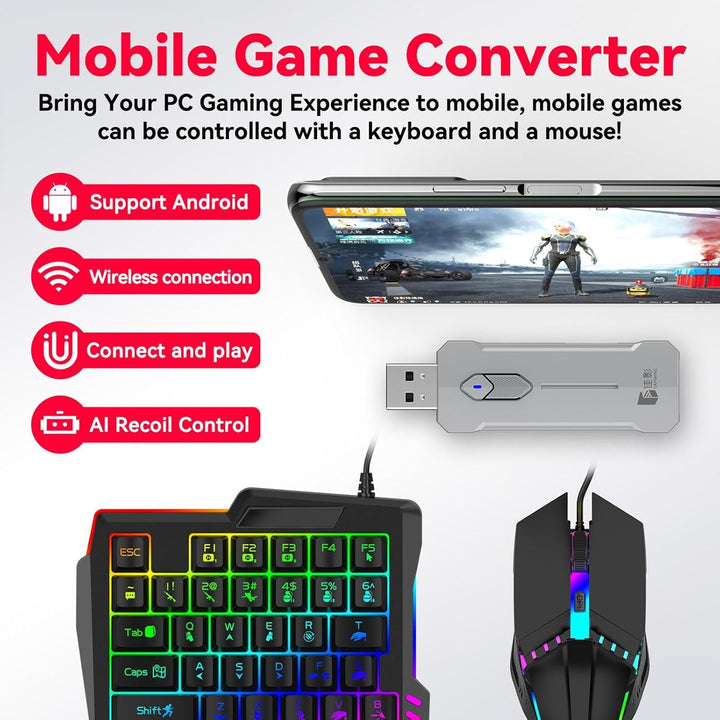 RGB Gaming Toetsenbord en Muiscombinatie – Ergonomische Controller-Adapterset – Zyvorn