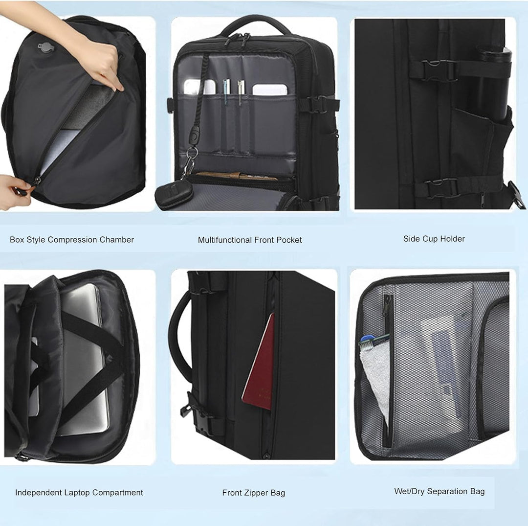 Expandable Vacuum Travel Backpack 56–75L with Pump – Dravion 