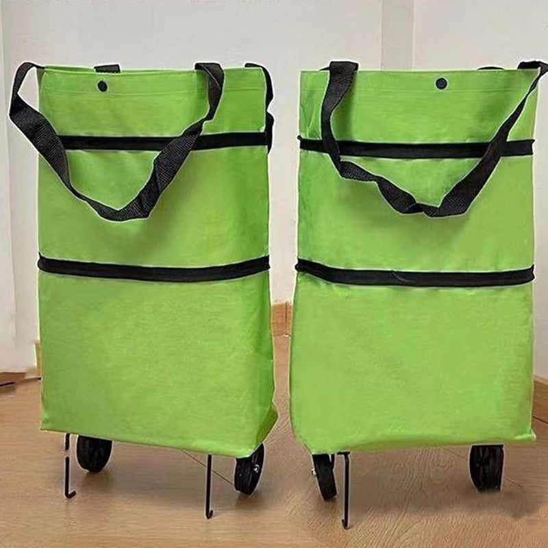 Large Capacity Folding Shopping Bag with Wheels – Reusable Cart Tote – Veytra
