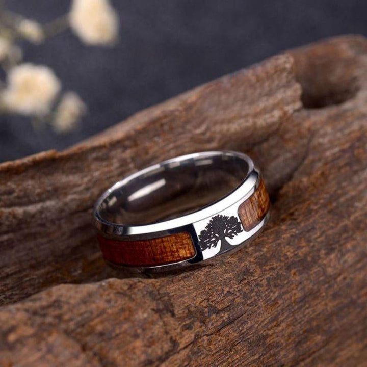 Stilvoller Lebensbaum-Ring aus Edelstahl für Damen - Elina
