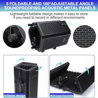 Triple Folding Microphone Isolation Screen with Tripod Stand 