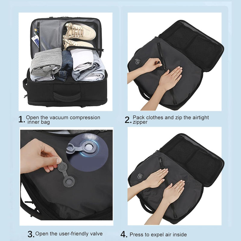 Expandable Vacuum Travel Backpack 56–75L with Pump – Dravion 