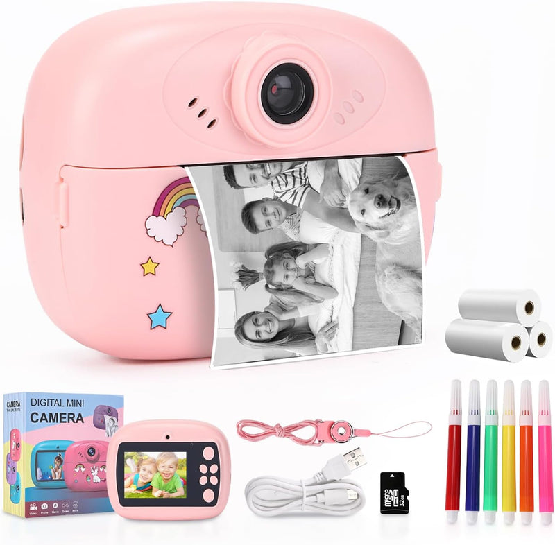 Print Kids Camera with Dual Lens, HD Video and Creative Set – Lymora
