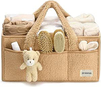 Baby Diaper Bag Caddy Organizer – Soft Sherpa Storage Basket with Compartments – Elvoria 