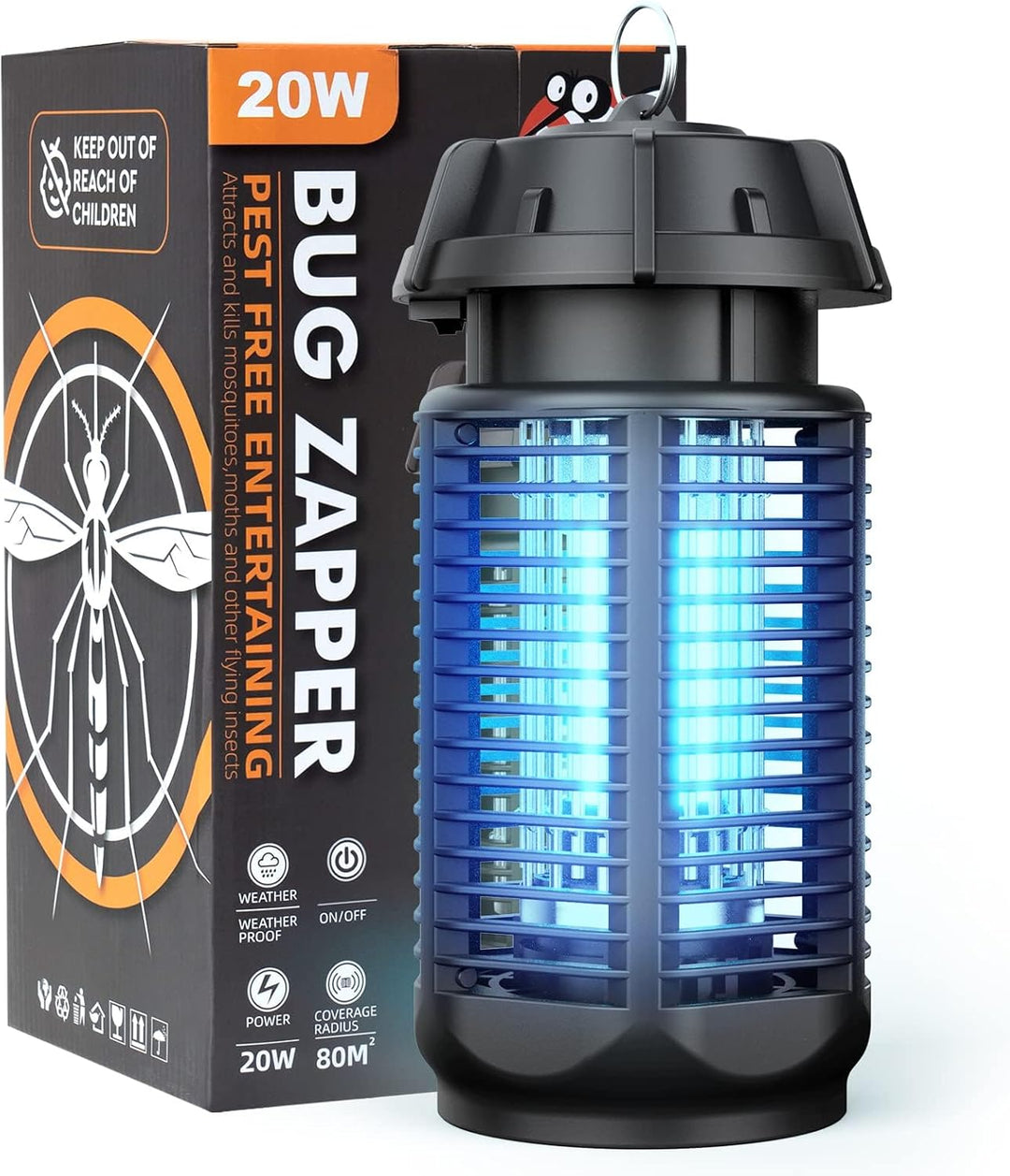 Electric Fly Killer with 20W UV Light and 4200V Grille, IPX4 Waterproof – Zeytra