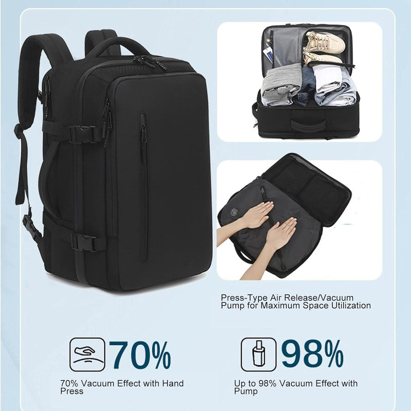 Expandable Vacuum Travel Backpack 56–75L with Pump – Dravion 