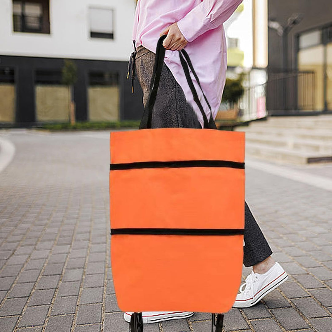Large Capacity Folding Shopping Bag with Wheels – Reusable Cart Tote – Veytra