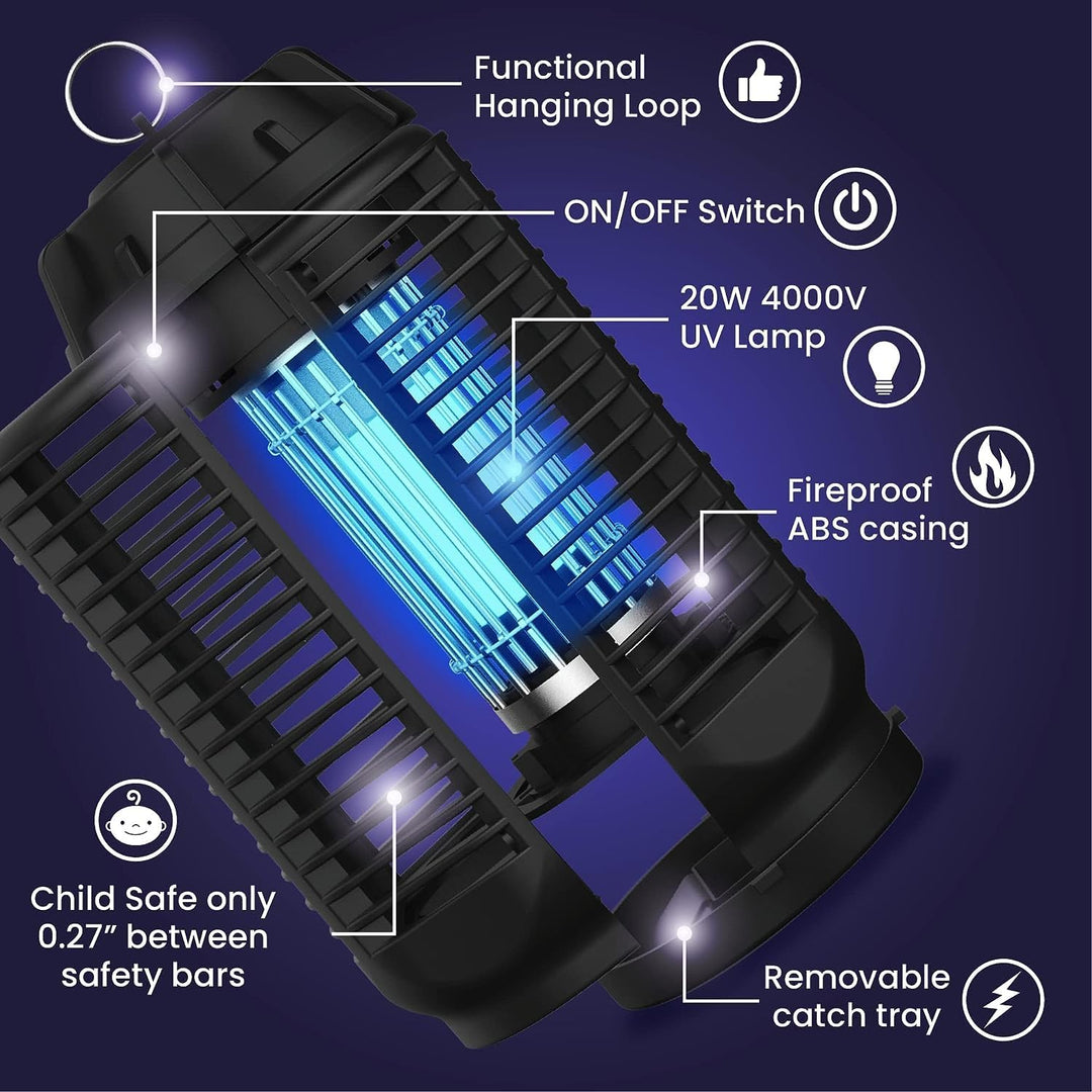 Electric Fly Killer with 20W UV Light and 4200V Grille, IPX4 Waterproof – Zeytra