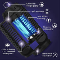 Electric Fly Killer with 20W UV Light and 4200V Grille, IPX4 Waterproof – Zeytra