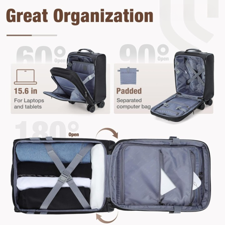 Uitbreidbare Handbagage Koffer met Spinner Wielen & Laptopcompartiment