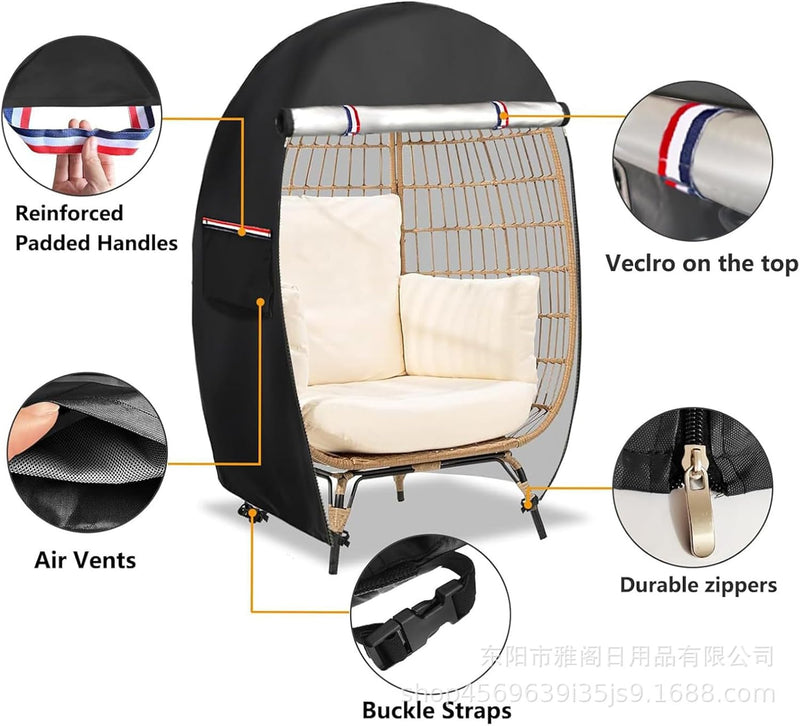Waterproof Egg-Shaped Chair Cover with Double Zipper – Solara 