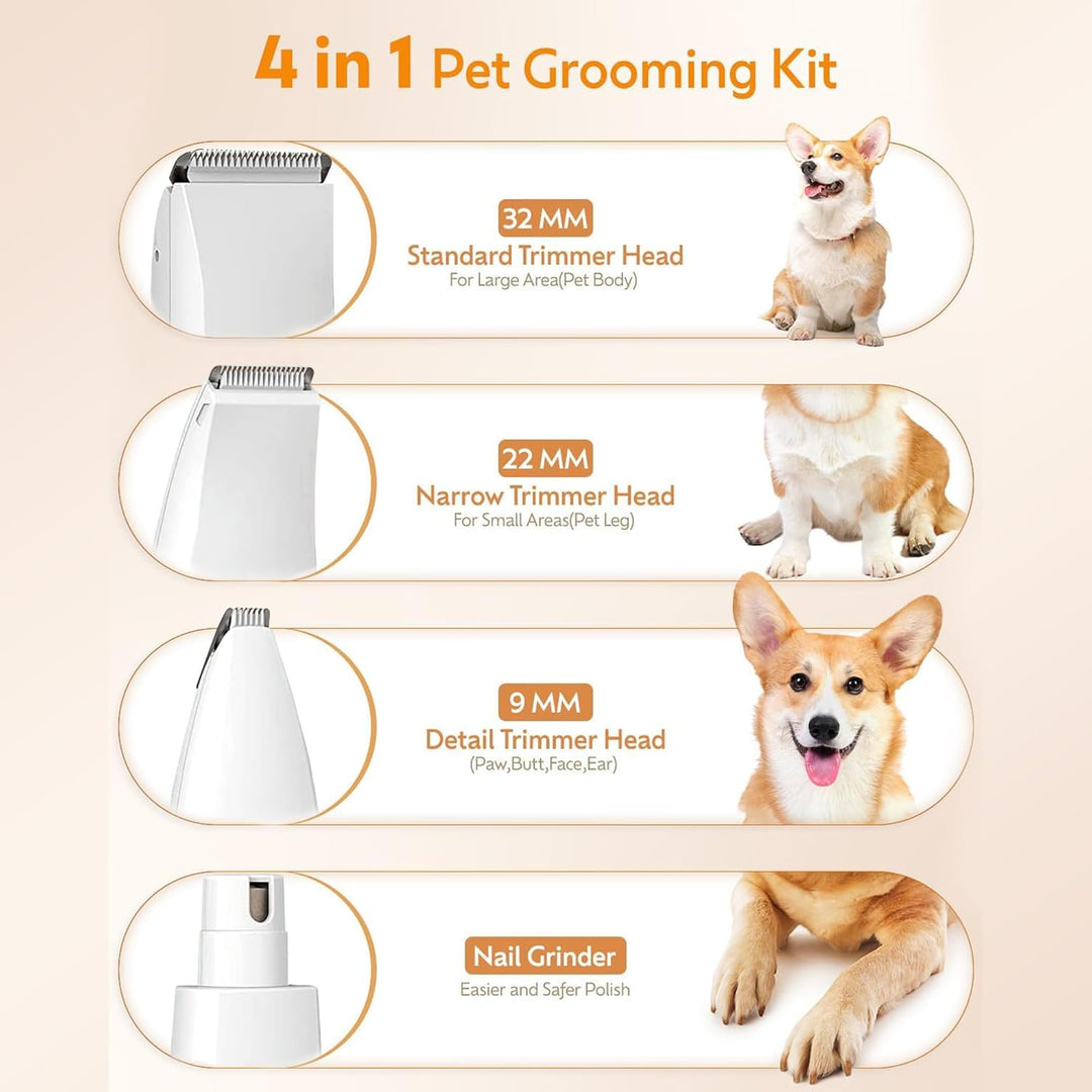 4-in-1 Cordless Pet Grooming Kit with Nail File – Velporo