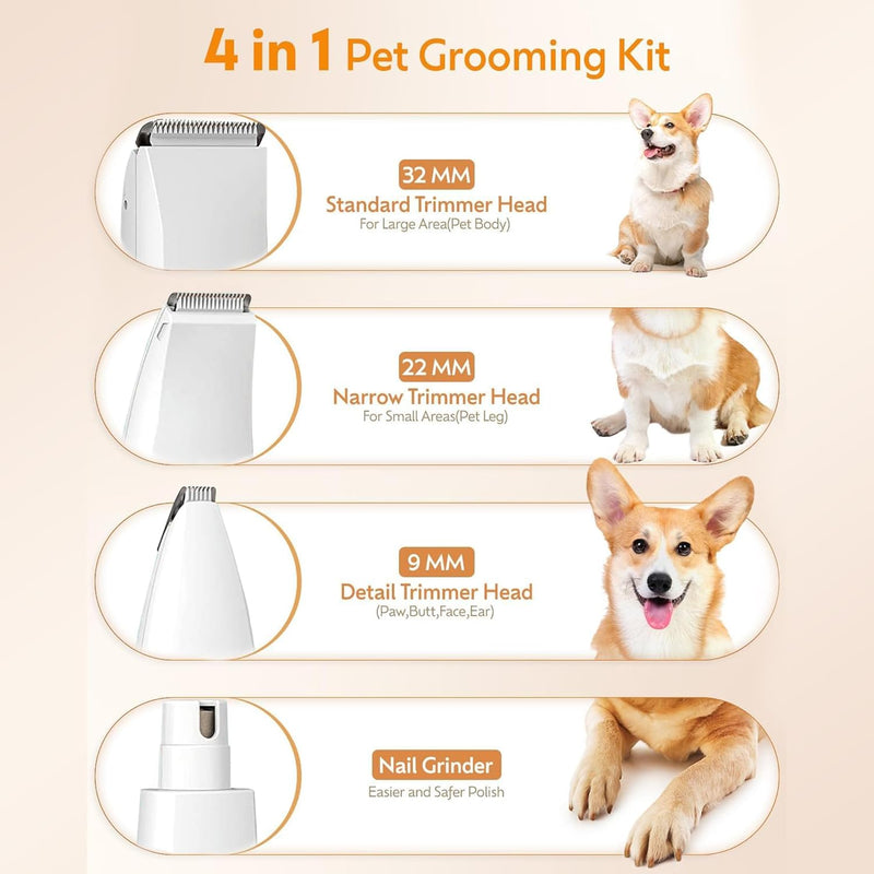 4-in-1 Cordless Pet Grooming Kit with Nail File – Velporo