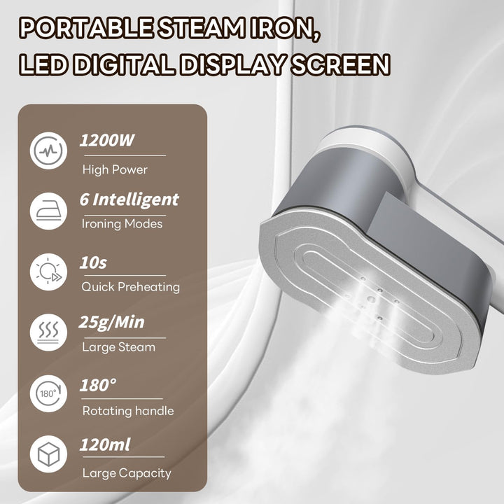 Portable travel steam iron 1200W with 6 modes and AU plug