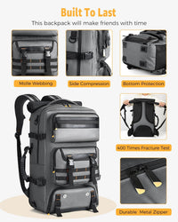 50L Aircraft-Ready Converted Travel Backpack with Shoe Compartment and USB Port