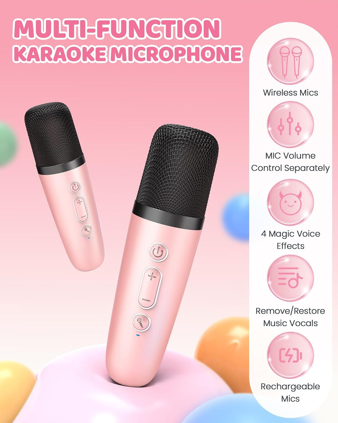 Portable Mini Karaoke Machine with Bluetooth Speaker &amp; 2 Wireless Microphones – Veylo