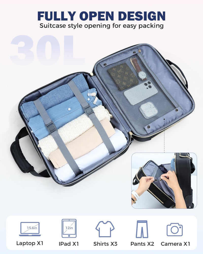 15.6" Laptop Trolley with Multiple Compartments & Airline Approved Dimensions