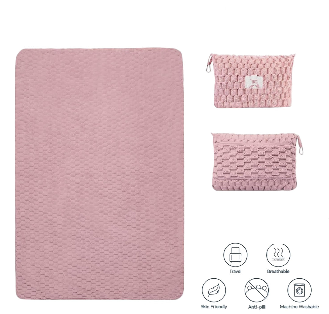 Foldable Flannel Travel Blanket with Pillow Pocket and Luggage Slot – Trevora 
