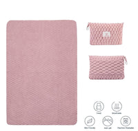 Foldable Flannel Travel Blanket with Pillow Pocket and Luggage Slot – Trevora 