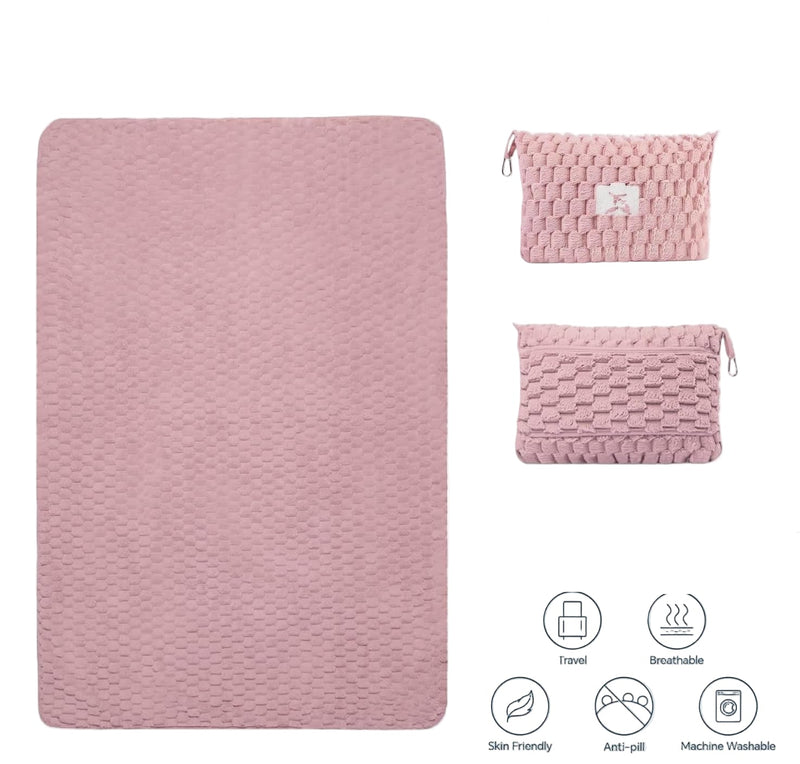 Foldable Flannel Travel Blanket with Pillow Pocket and Luggage Slot – Trevora 