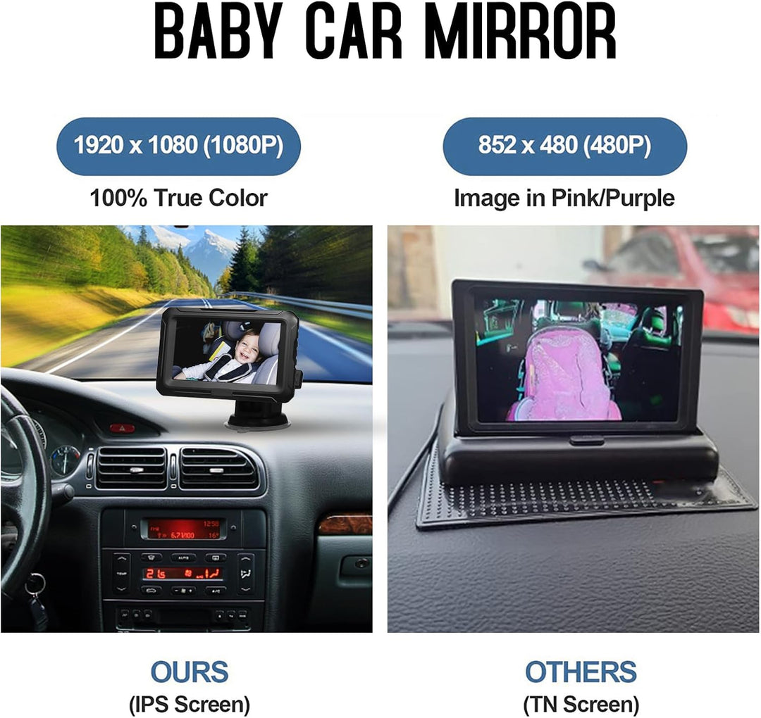 Baby car mirror with 1080P camera &amp; 4.3'' screen – Solvian 