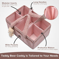 Baby Diaper Bag Caddy Organizer – Soft Sherpa Storage Basket with Compartments – Elvoria 