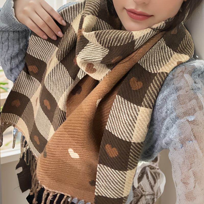 Geruite Dames sjaal van polyester voor de herfst & winter – Aurelie