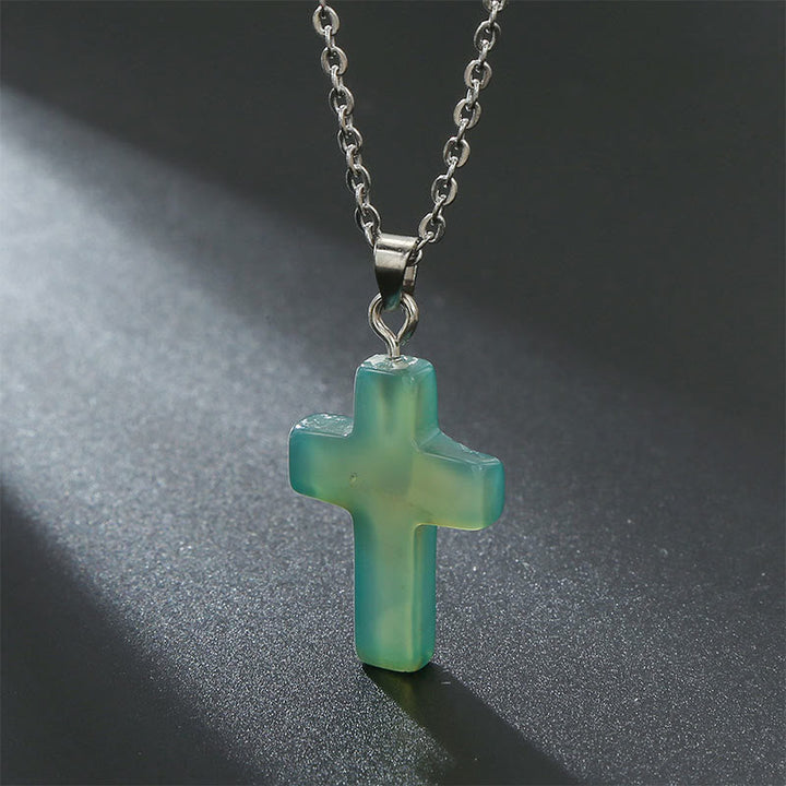 Halskette mit Kreuz aus Natürlichen Edelsteinen - Seraphina