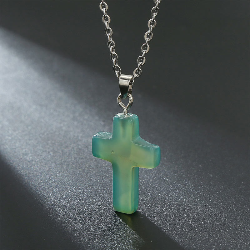Halskette mit Kreuz aus Natürlichen Edelsteinen - Seraphina