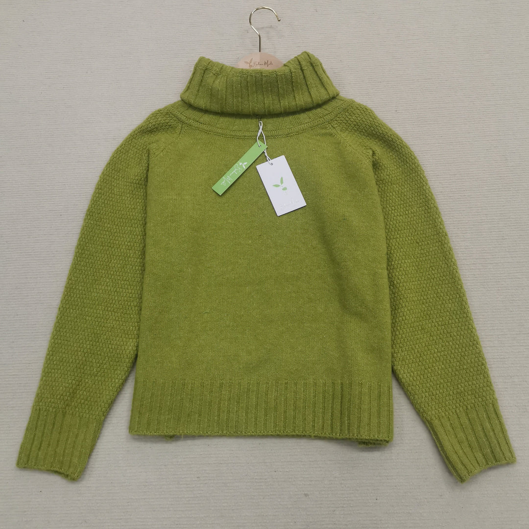 Light Green, Oversized Knitted Turtleneck Sweater - HerbstGlanz
