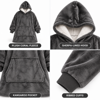 Ultra-Soft Oversized Sherpa Hoodie Blanket (with Pocket) 4