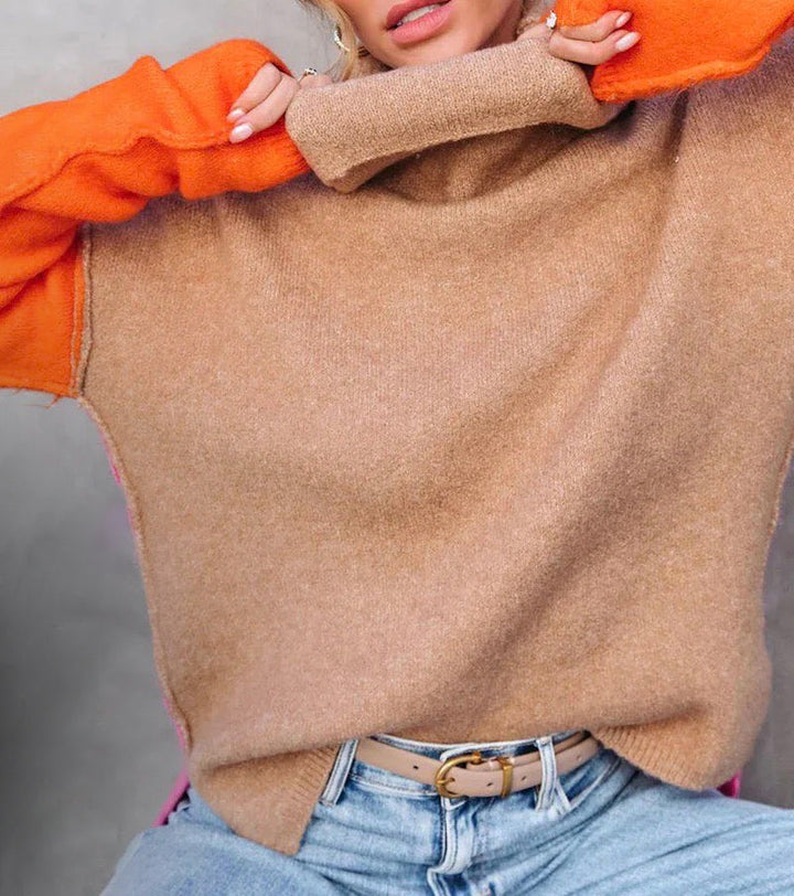 Beeindruckender Color-Block Strickpullover - AutumnVibe