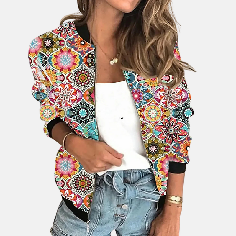 Damen Retro Bomberjacke mit Print - Zoë