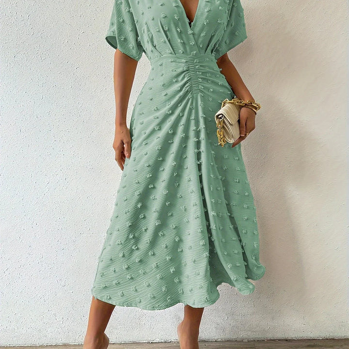 Fein gefaltetes Midikleid mit Rüschen | Abendkleid