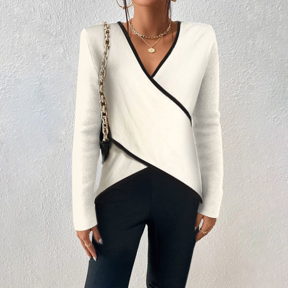 Damen Wickelstrickjacke mit V-Ausschnitt – Lorena