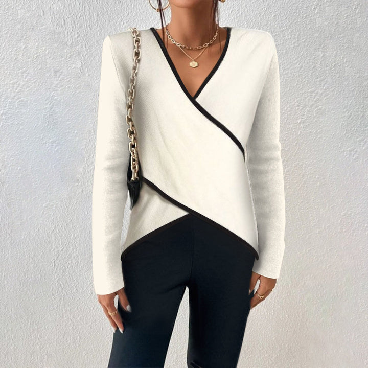 Damen Wickelstrickjacke mit V-Ausschnitt – Lorena