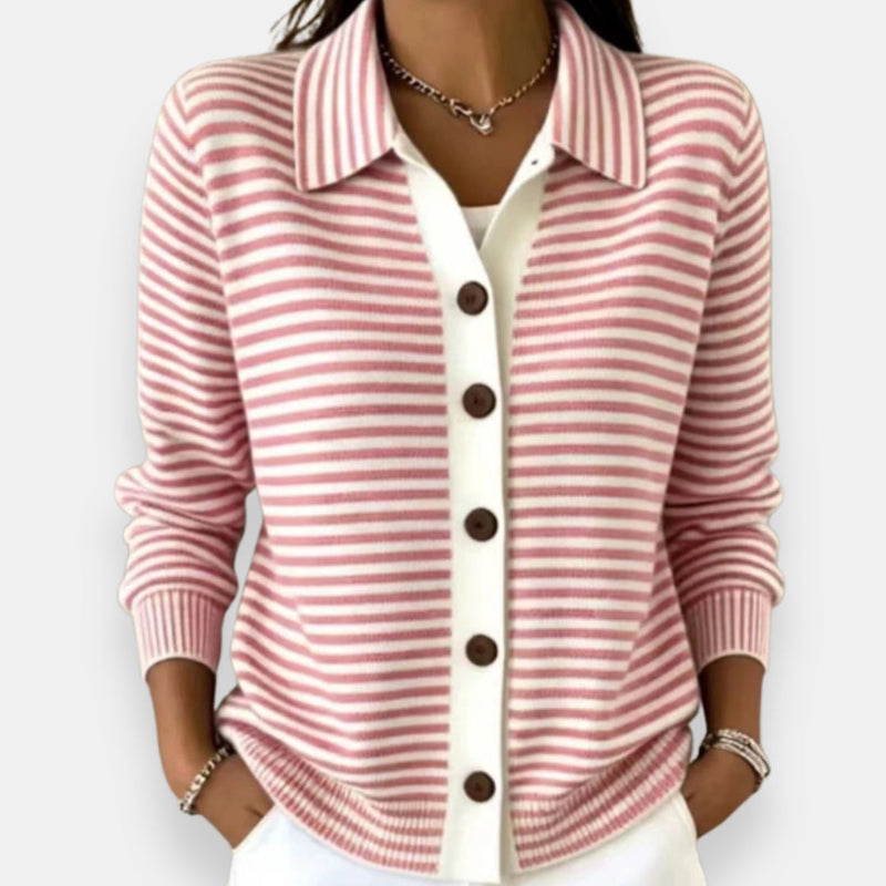 Striped Button Cardigan with Ribbed Cuffs 4