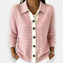 Striped Button Cardigan with Ribbed Cuffs 4